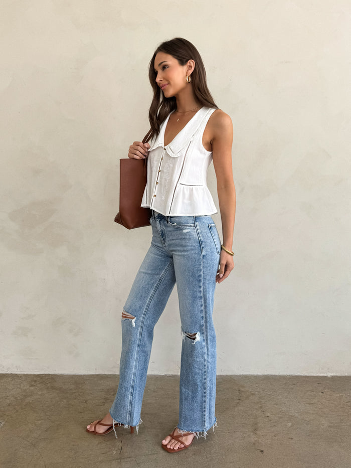Charli Distressed Wide Leg Jeans - Stitch And Feather