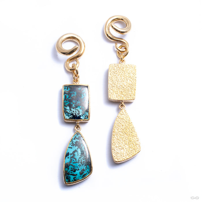 Chrysocolla Dangles with Brass Coils from Diablo Organics back view