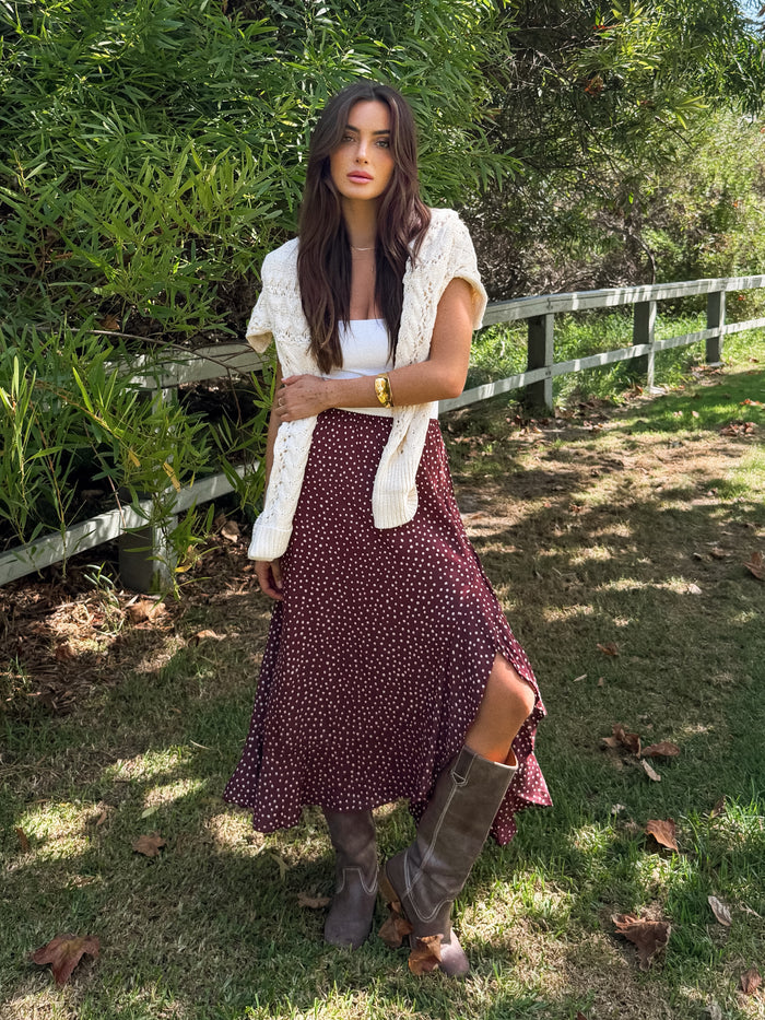 Ciara Polka Dot Midi Skirt - Stitch And Feather