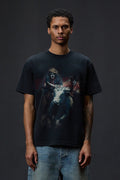 Clowns Tee regular fit heavyweight jersey with acid wash and digital print, available in various sizes.