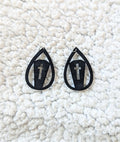 Coffin Faux Leather Drop Dangle Earrings
