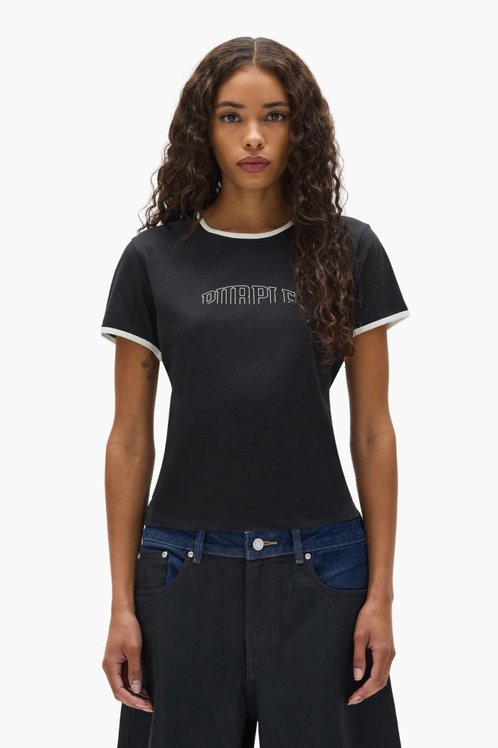 Collegiate Cut Tee in lightweight jersey with embroidery, available in sizes XXS to XL.