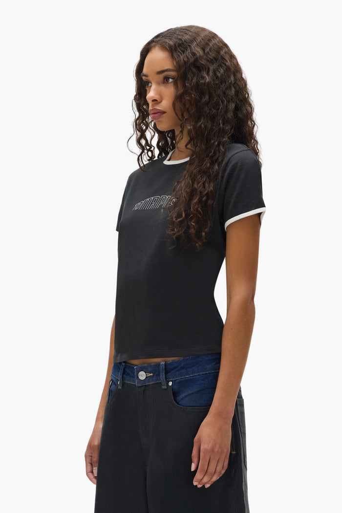 Collegiate Cut Tee in lightweight jersey with skinny fit and embroidery details