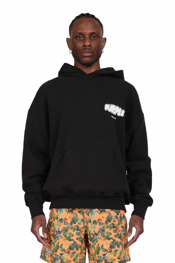 Color Pop Hoodie sweatshirt with Purple Brand logo, oversized fit, midweight French terry.