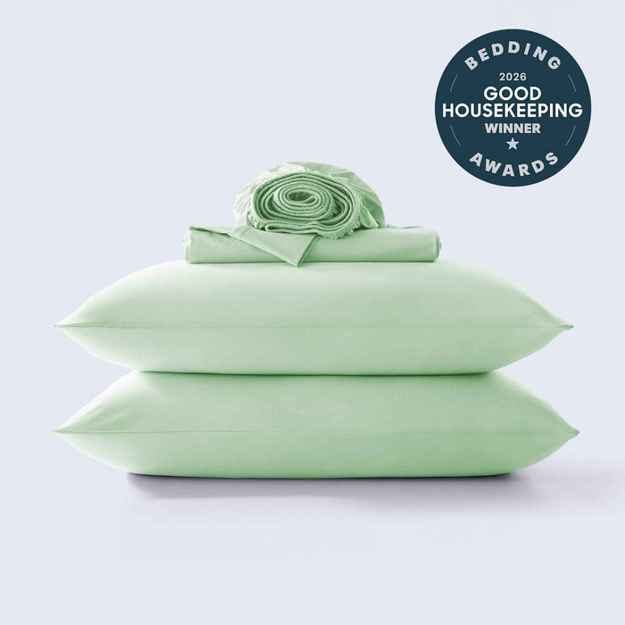2026 Good Housekeeping Bedding Award-winning green cooling sheet set for hot sleepers