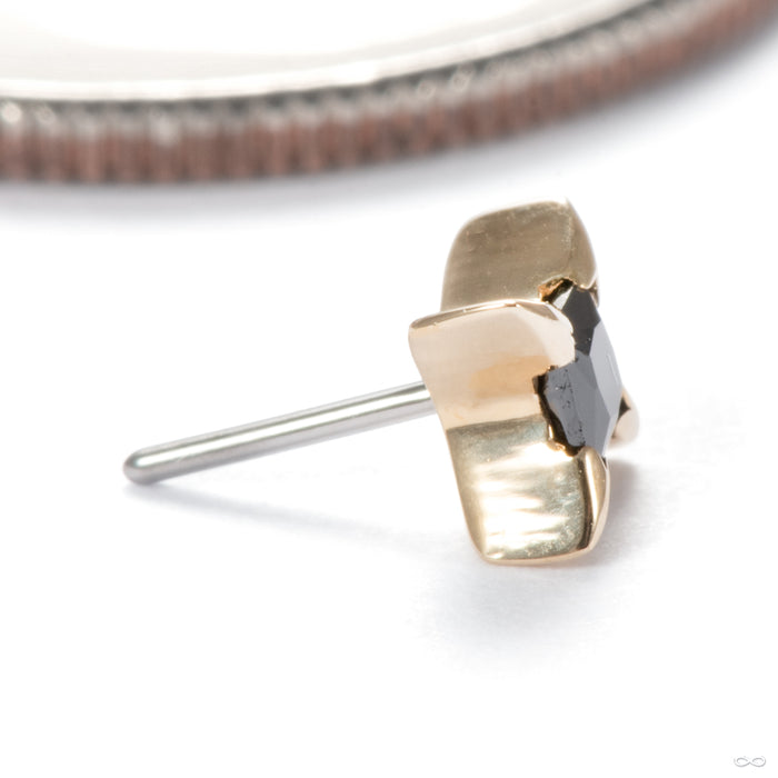 Corvin Press-fit End in 14k Yellow Gold with Black CZ from Junipurr Jewelry side detail