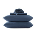 Navy cotton jersey sheet set with matching pillowcases