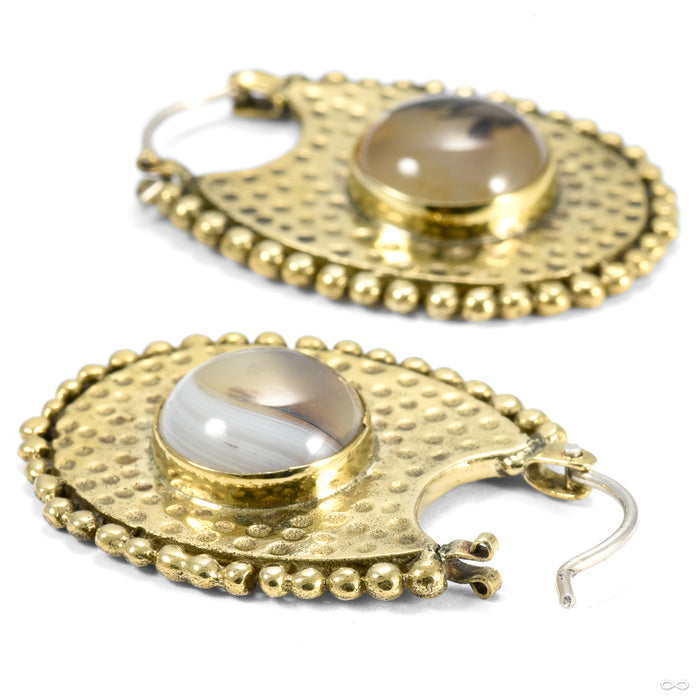 Coven Earrings from Oracle with Montana agate cabochons