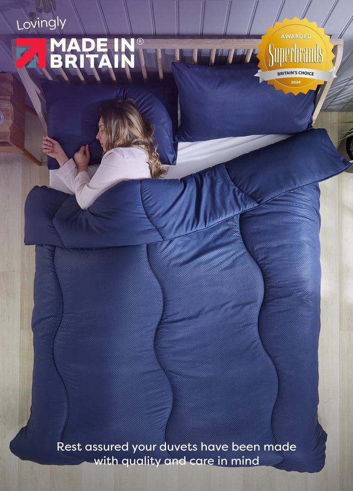 Coverless Comfort Embossed Herringbone Navy Duvet, 10.5 Tog Slumberdown