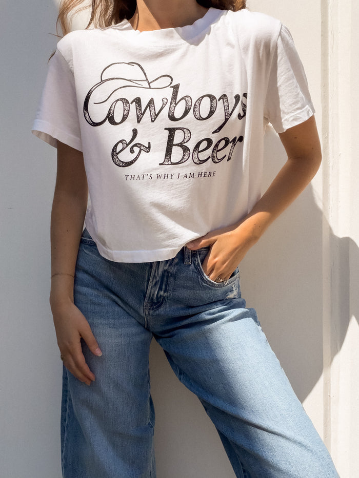 Cowboys & Beer Crop Tee - Final Sale - Stitch And Feather