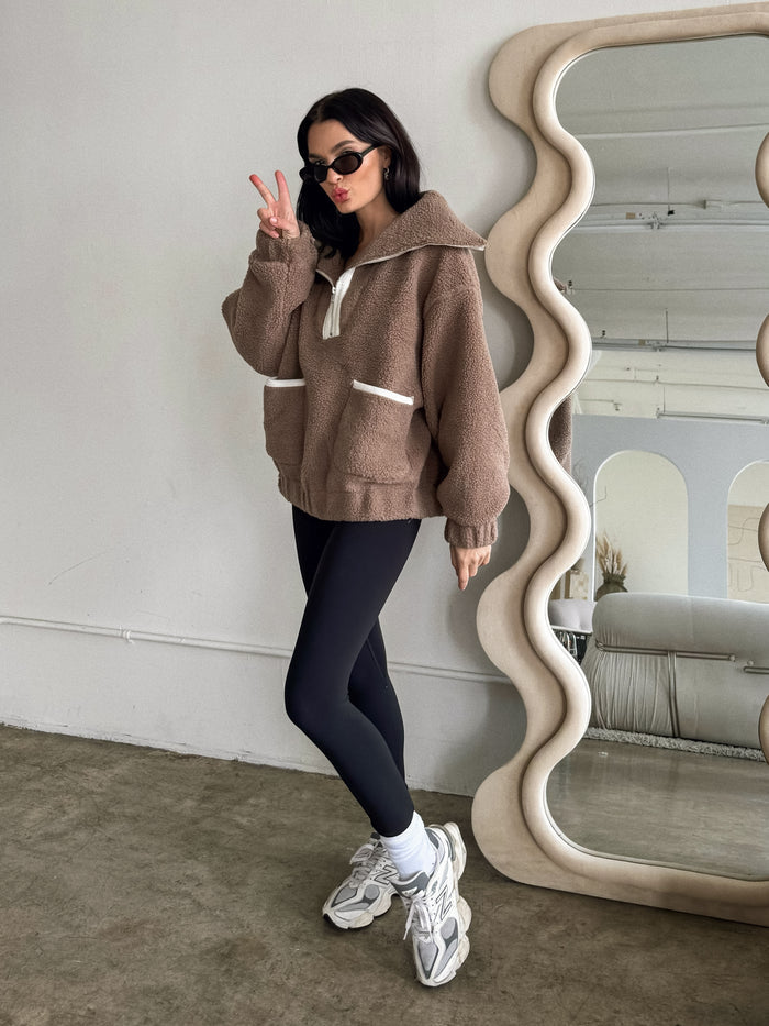 Crema Quarter Zip Pullover in Espresso - Final Sale - Stitch And Feather