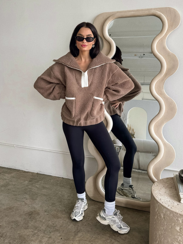 Crema Quarter Zip Pullover in Espresso - Final Sale - Stitch And Feather