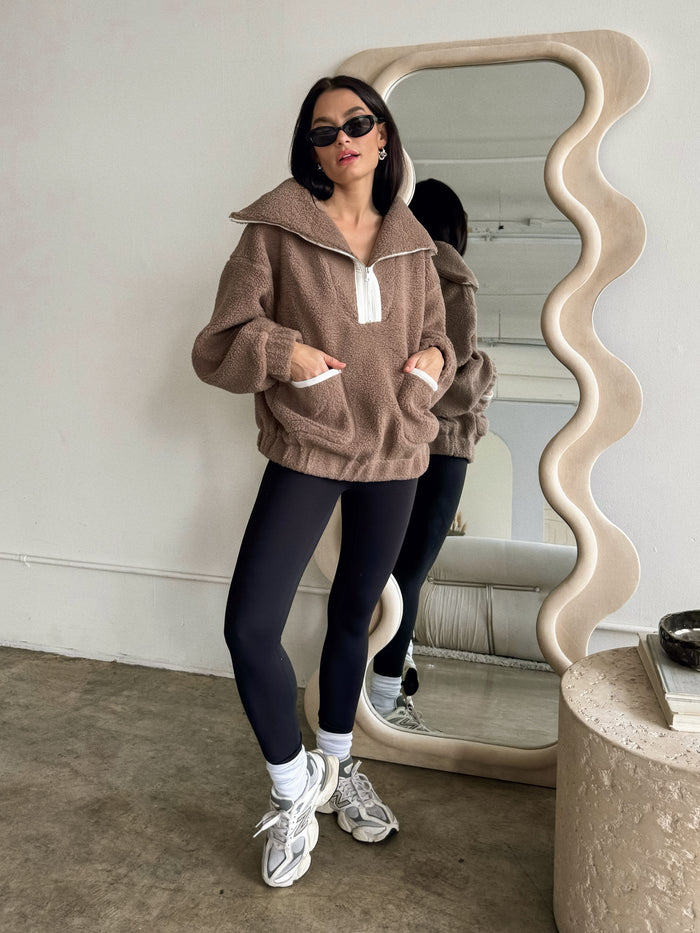 Crema Quarter Zip Pullover in Espresso - Final Sale - Stitch And Feather
