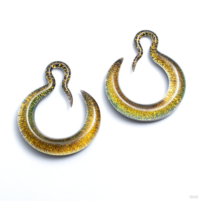 Crescent Dichroic Hoops from Gorilla Glass in gold