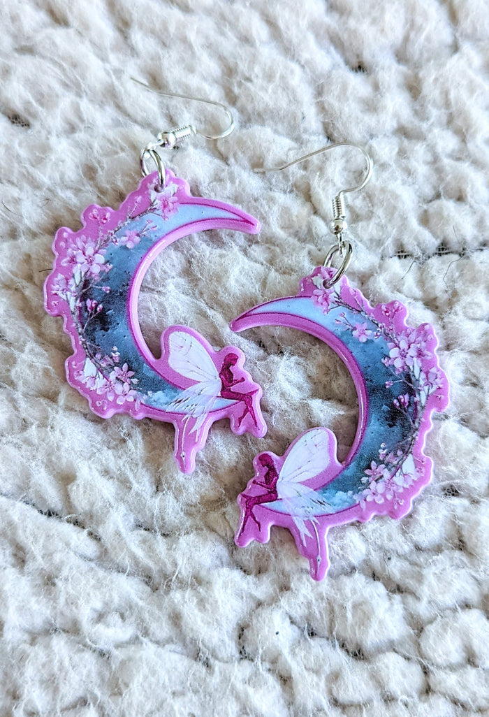 Crescent Moon Fairy Goddess Witch Alternative Acrylic Earrings
