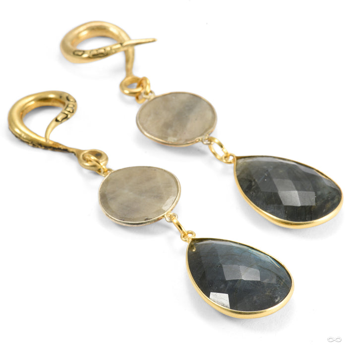 Crossovers in Brass with Golden Sapphire & Labradorite Teardrops from Oracle