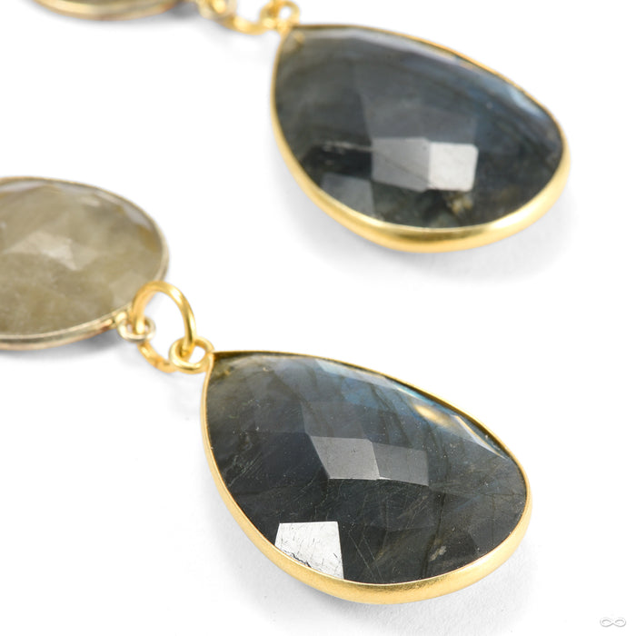 Crossovers in Brass with Golden Sapphire & Labradorite Teardrops from Oracle