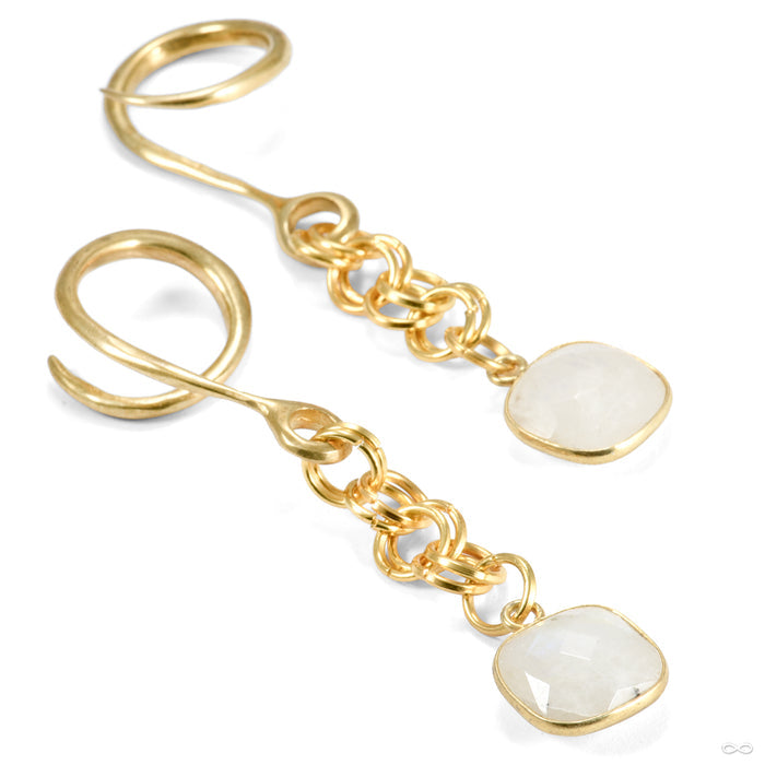 Crossovers in Brass with Mini Faceted Moonstone Drops from Oracle
