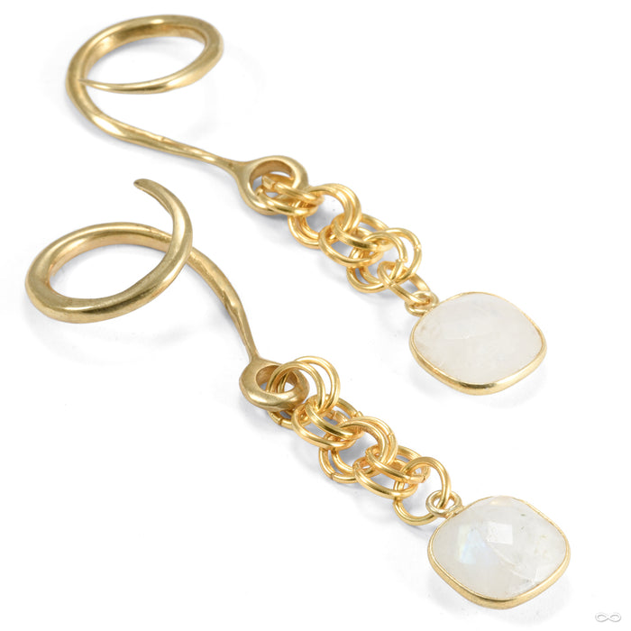 Crossovers in Brass with Mini Faceted Moonstone Drops from Oracle
