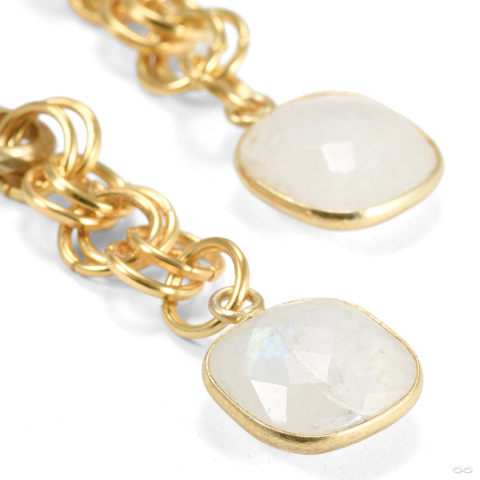 Crossovers in Brass with Mini Faceted Moonstone Drops from Oracle