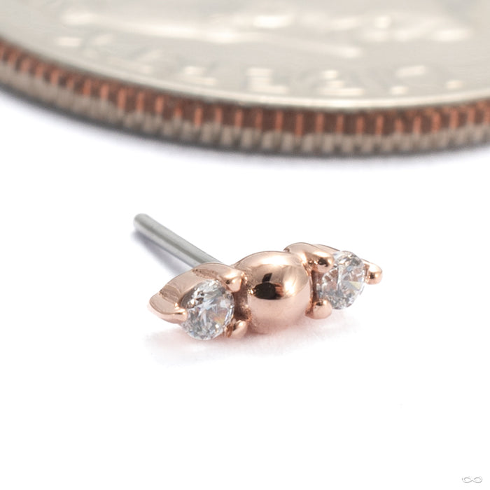 Crushing Press-fit End in 14k Rose Gold with Clear CZ from Buddha Jewelry