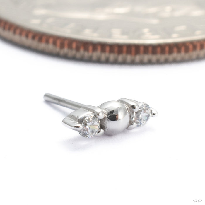 Crushing Press-fit End in 14k White Gold with Clear CZ from Buddha Jewelry