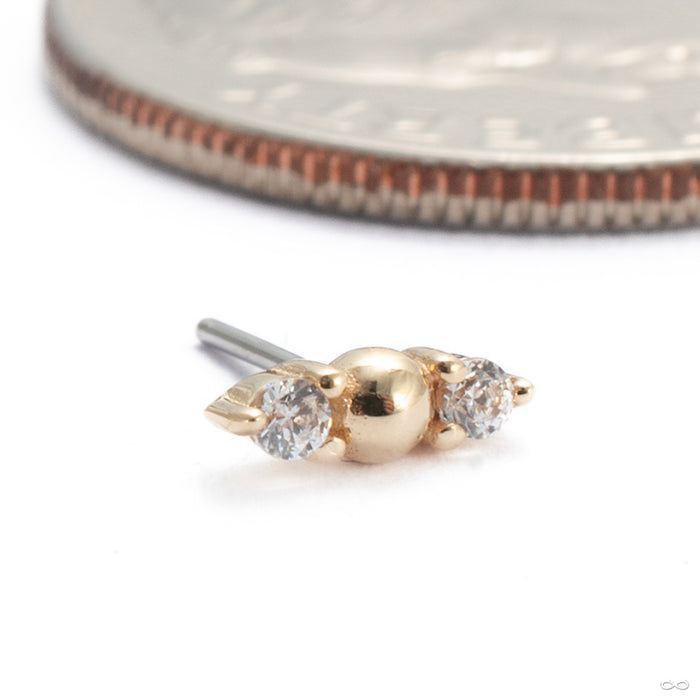 Crushing Press-fit End in 14k Yellow Gold with Clear CZ from Buddha Jewelry