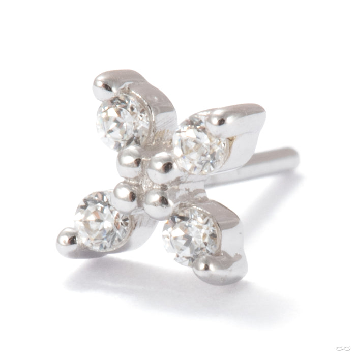 Crux Press-fit End in 14k White Gold with Clear CZ from Ember Body Jewelry