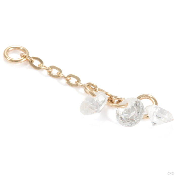 Cry Baby Charm in 14k Yellow Gold with Clear CZ from Ember Body Jewelry