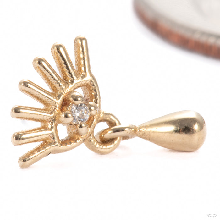 Crybaby Press-fit End in 14k Yellow Gold with Clear CZ from Tawapa