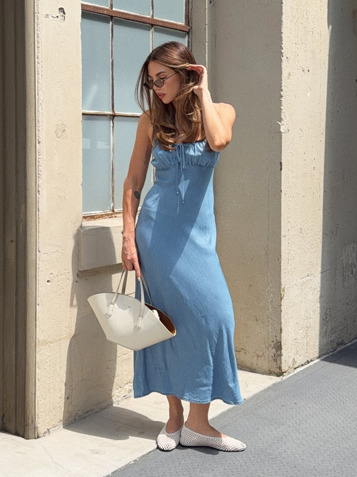 Crystal Denim Midi Dress - Stitch And Feather