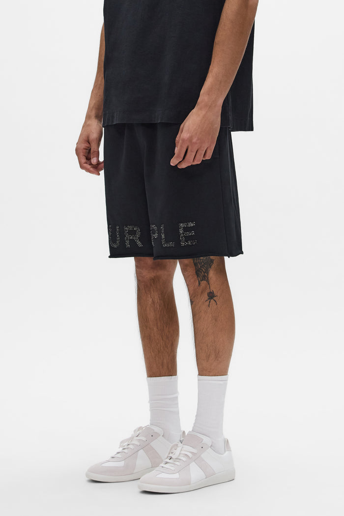 Crystal Short French Terry Shorts with elastic waistband and round drawstring, available in various sizes.