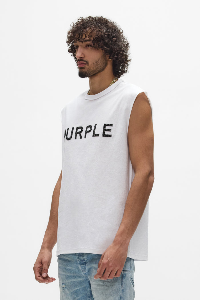 Crystal Tank Top in textured jersey, regular fit, featuring crystal fine rocks detail.