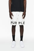 Crystal Wordmark Shorts in white, made of 100% cotton with a relaxed fit and drawcord waistband.