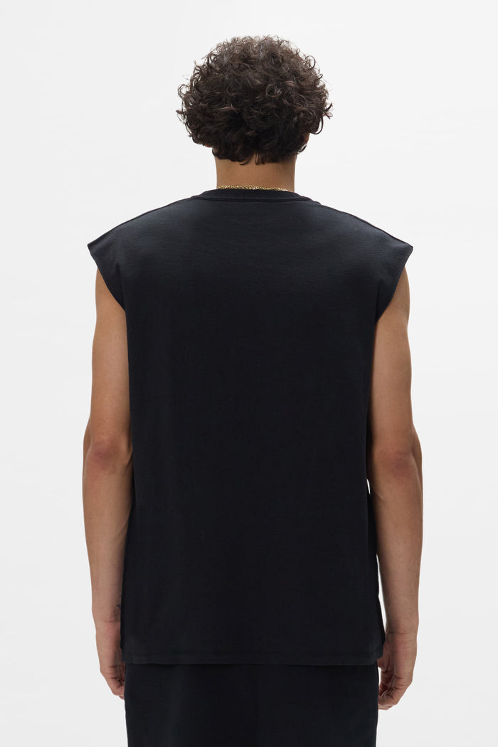 Crystal Wordmark Tank Top in fine rock crystal, regular fit, made from 100% cotton.
