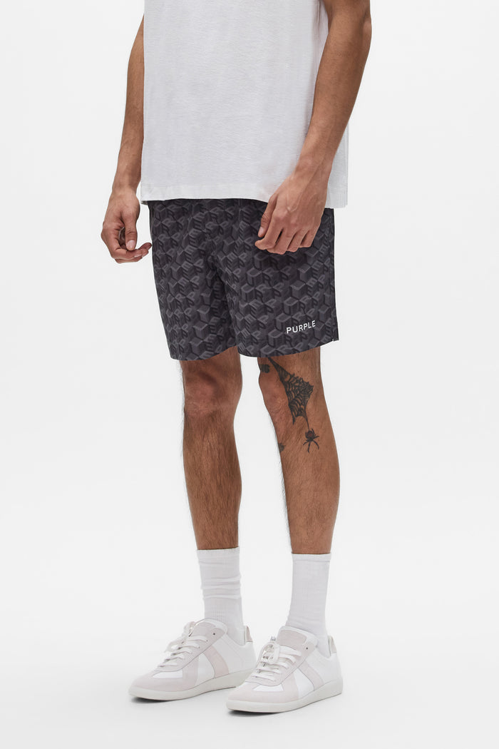 Cube Monogram All Around Short in regular fit with elastic waistband and water repellent treatment