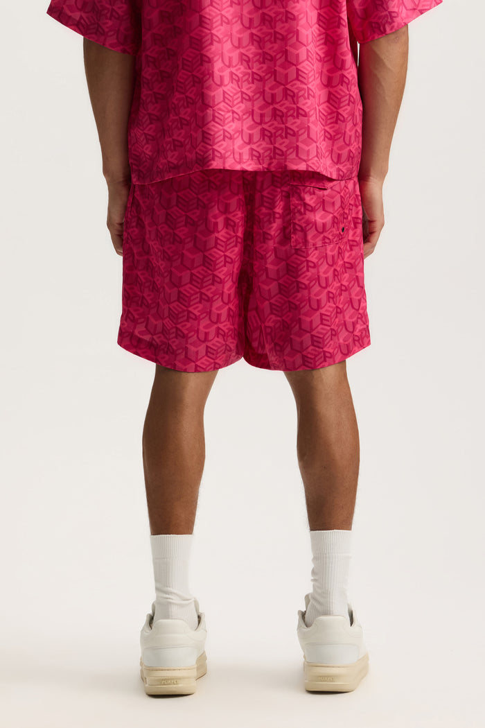 Cube Monogram Short in relaxed fit, made from 100% Tencel with digital print design.
