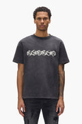 Cube Wordmark Tee in faded wash, regular fit, 100% cotton, textured jersey tee.