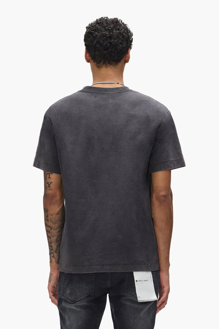 Cube Wordmark Tee in faded wash with screen print design, available in multiple sizes.