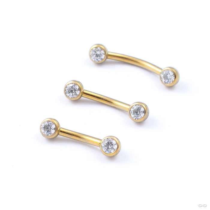 Curved Press-fit Post with Side-set Stones in Titanium Anodized Gold from Neometal in assorted sizes