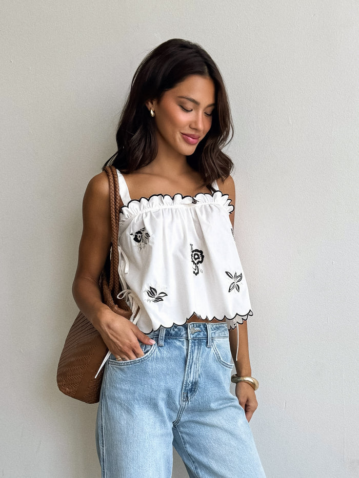 Cylas Embroidered Tank Top - Stitch And Feather