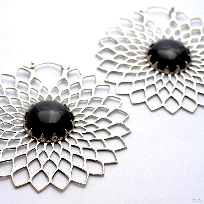 Dahlia Earrings with Horn from Tawapa in Silver-plated White Brass