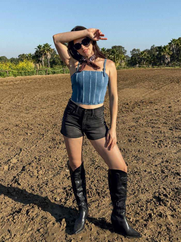 Dakota Denim Corset Top - Stitch And Feather