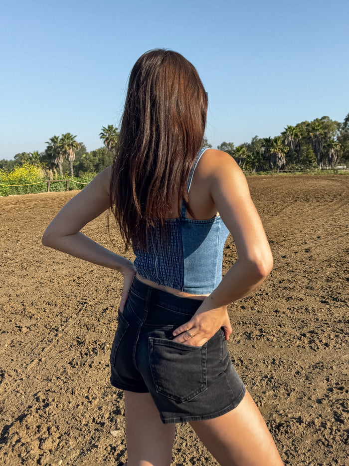 Dakota Denim Corset Top - Stitch And Feather