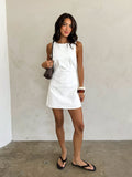 Darcy Mini Dress in White - Stitch And Feather