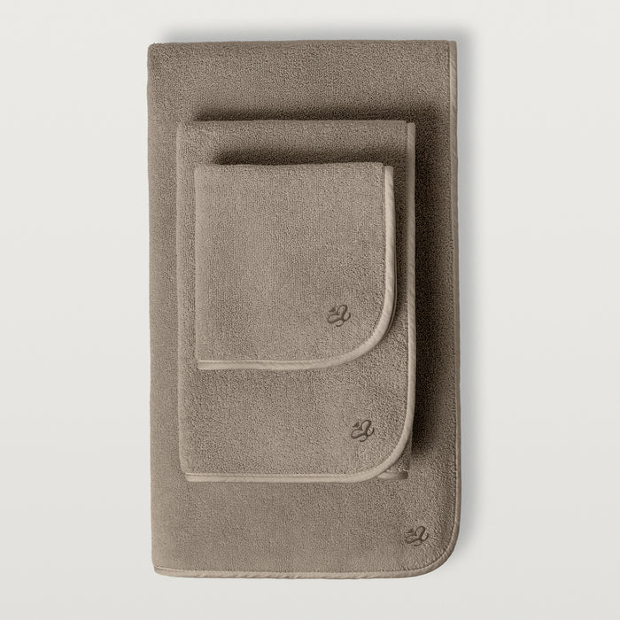 Delfine hand, wash, and bath towel in the color truffle #color_truffle