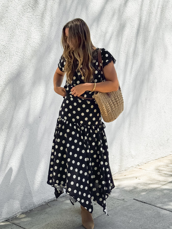 Della Polka Dot Midi Skirt - Stitch And Feather