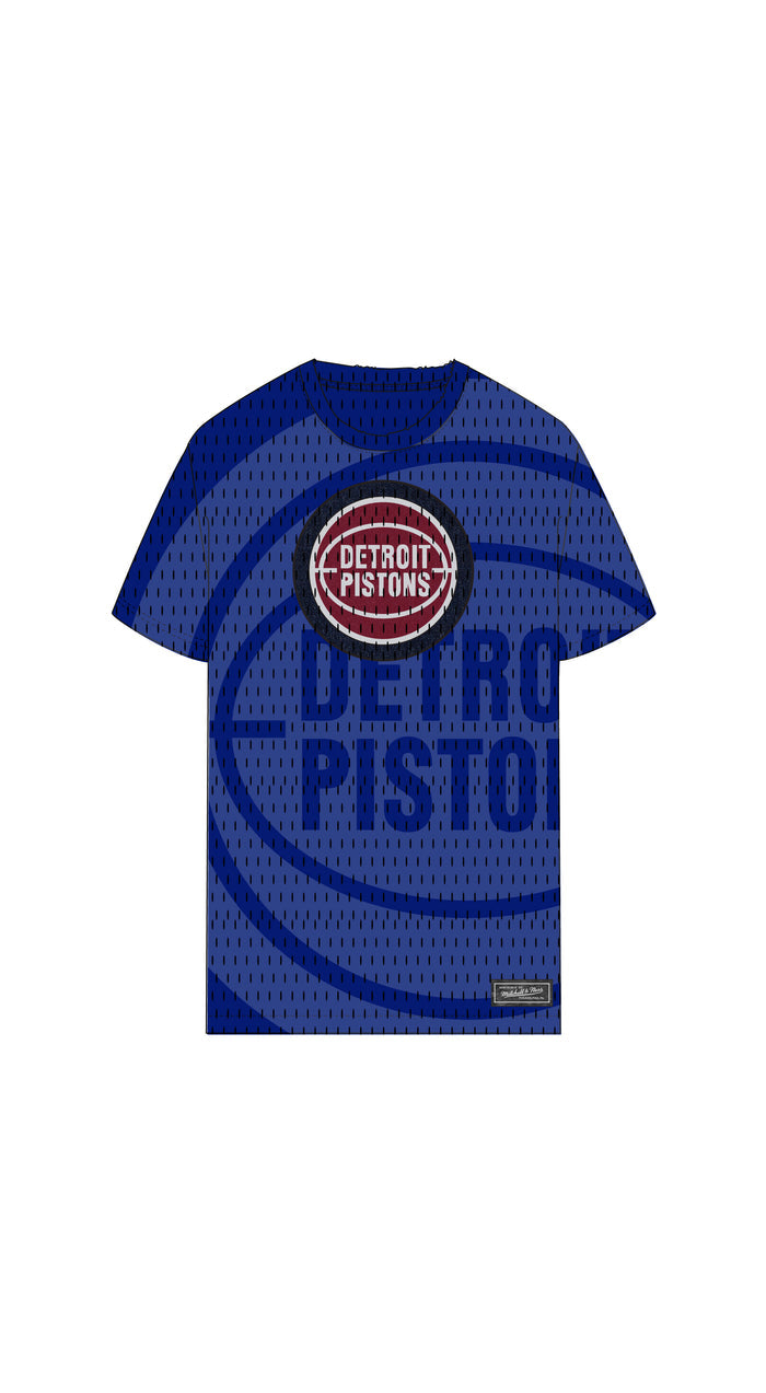 Detroit Pistons Mesh Tee oversized polyester sport mesh with raw edge finish