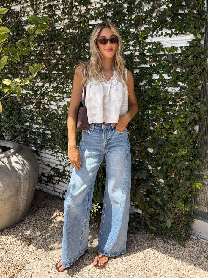 Deven Embroidered Gingham Top - Stitch And Feather