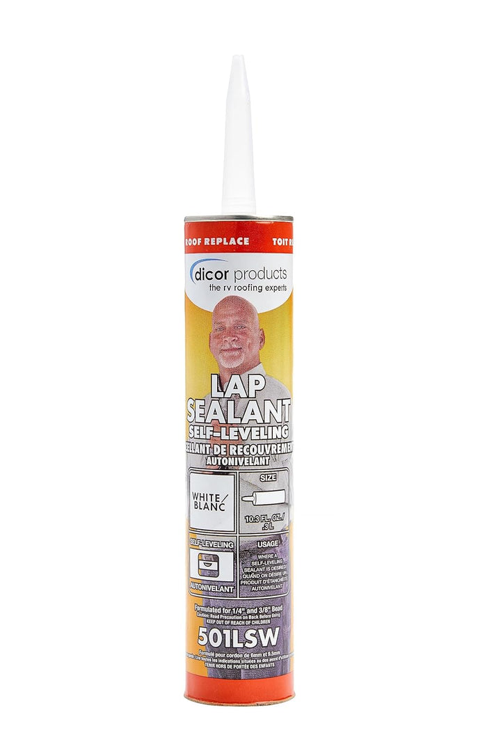 Dicor 501LSW-1 Epdm Self-Leveling Lap Sealant-10.3 Oz. Tube, White, 10.3 Fluid_Ounces (Packaging May Vary)